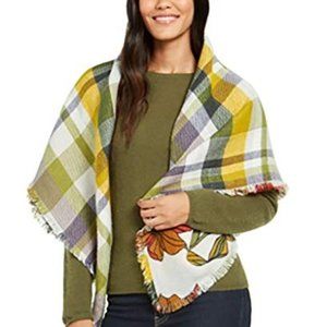 Vince Camuto Plaid To Floral Double Face Wrap